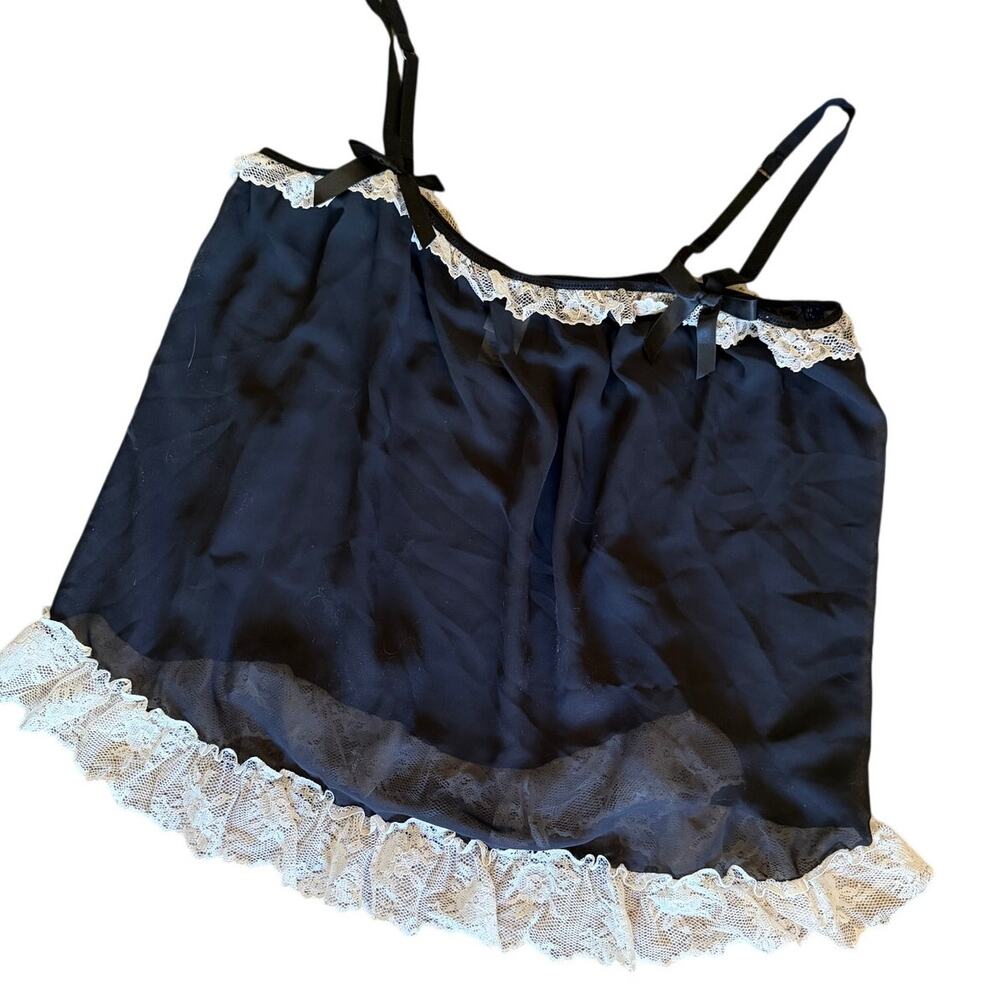 In Bloom Sheer Black Lace Babydoll Cami Top Size Large